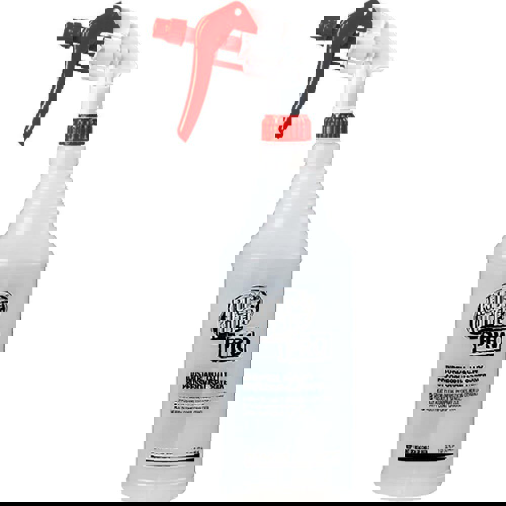 Krud Kutter Pro Empty Industrial Quality Professional Spray Bottle is great for cleaners, pesticides and other liquids. The ergonomic trigger spray allows for three-finger pulls, reducing fatigue. The spray nozzle is fully adjustable from a fine mist to a